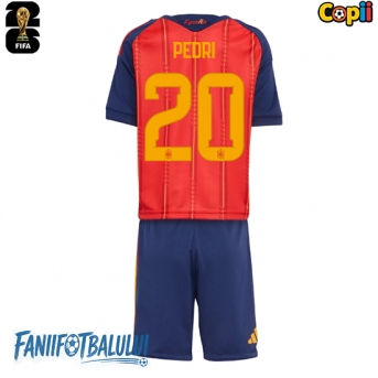 Spania Pedri Gonzalez #20 Echipament de Fotbal Replică Mondial 2026 Copii Acasa (+ Șorturi)